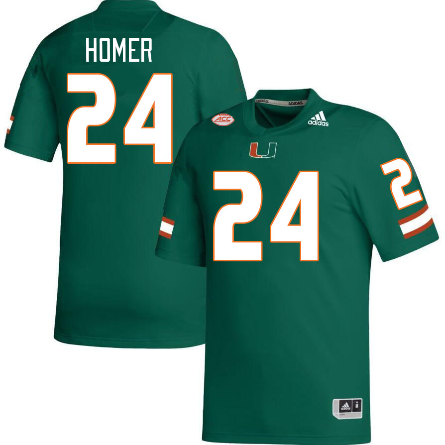 #24 Travis Homer Miami Hurricanes Jerseys Football Stitched-Green